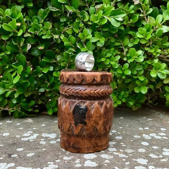 Me & Ro Sterling Silver Wide Sanskrit Ring
